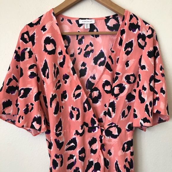 Topshop Blair Leopard Print Wrap Ruffle Mini Dress - Picture 5 of 10